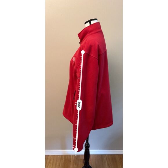 The North Face Windwall full zip fleece jacket in bright red. Size M. - Picture 7 of 9